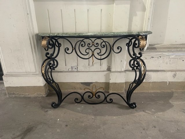 Console In Wrought Iron And Gilt Metal