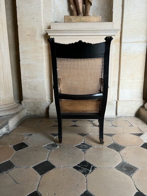 An Anglo-indian Armchair In Carved Ebony Wood-photo-1