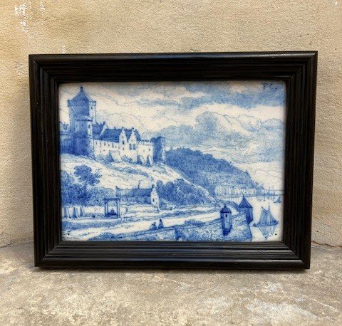 Delft Very Rare Pair Of Earthenware Wall Plates Decorated In Blue Monochrome-photo-3