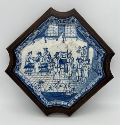 18th Century Delft Blue And White Earthenware Plate.