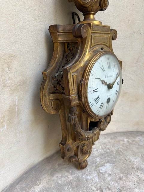 Cartel Wall Lamp In Gilt Bronze Decorated With An Antique Vase, Garlands Of Foliage.-photo-4