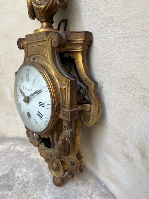 Cartel Wall Lamp In Gilt Bronze Decorated With An Antique Vase, Garlands Of Foliage.-photo-1