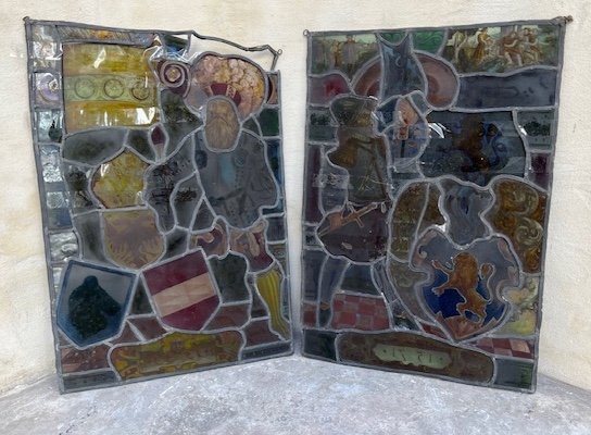 Two Stained Glass Windows. Germany 19th Century 