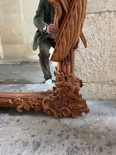 Decorative Mirror In Carved Wood, Decorated With Marine Elements-photo-5