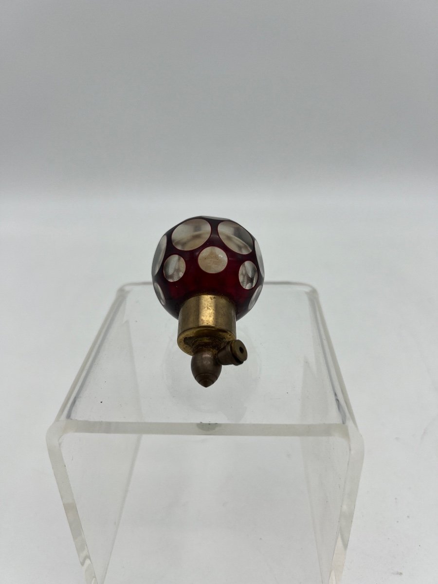 Small 19th Century Bohemian Glass And Metal Perfume Bottle. -photo-3