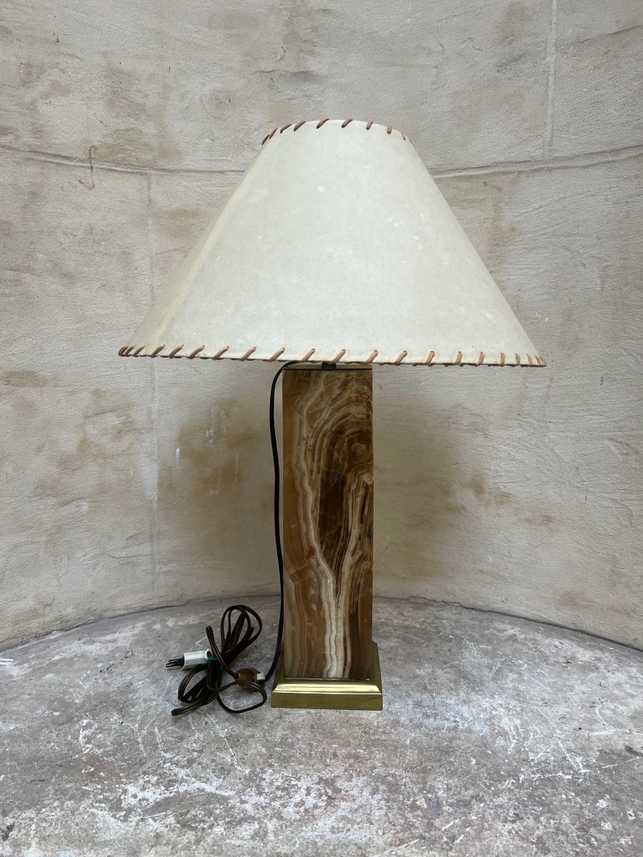 Lampe De Table En Onyx Et Bronze -photo-4