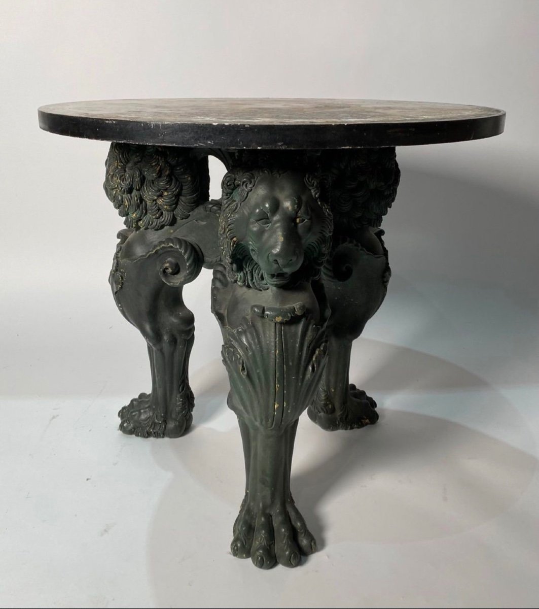 Tripod Side Table In Carved And Green Lacquered Wood -photo-2