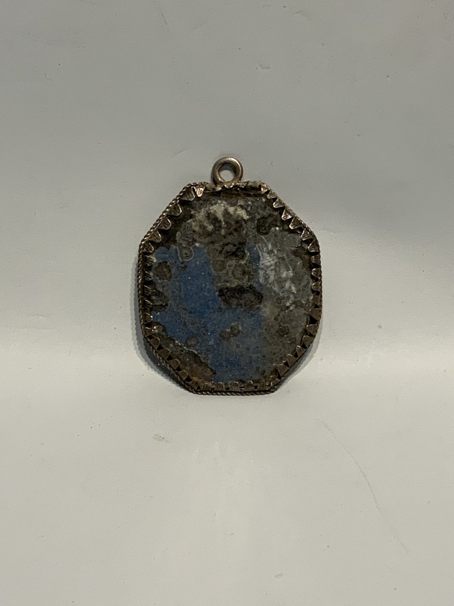 A Small Enameled And Silver Framed Spanish Mirror In The Form Of A Pendant.-photo-3