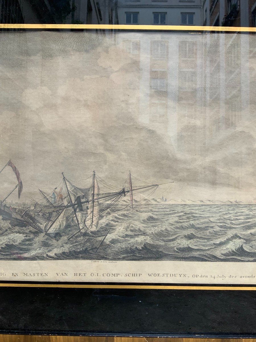 Print Maritime Battle Scene Holland XVIIIth Century-photo-3