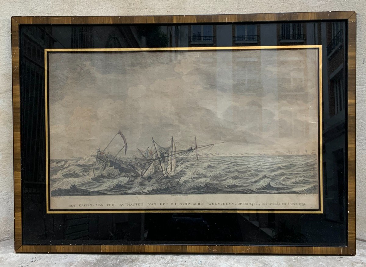 Print Maritime Battle Scene Holland XVIIIth Century