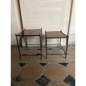 Two Metal Side Tables Probably Maison Jansen.