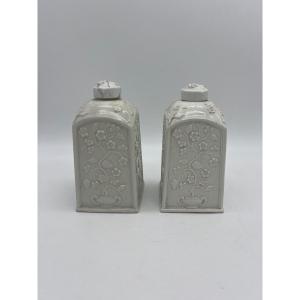 Two Porcelain Tea Holders. 