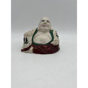 Buddha In Polychrome Earthenware. 