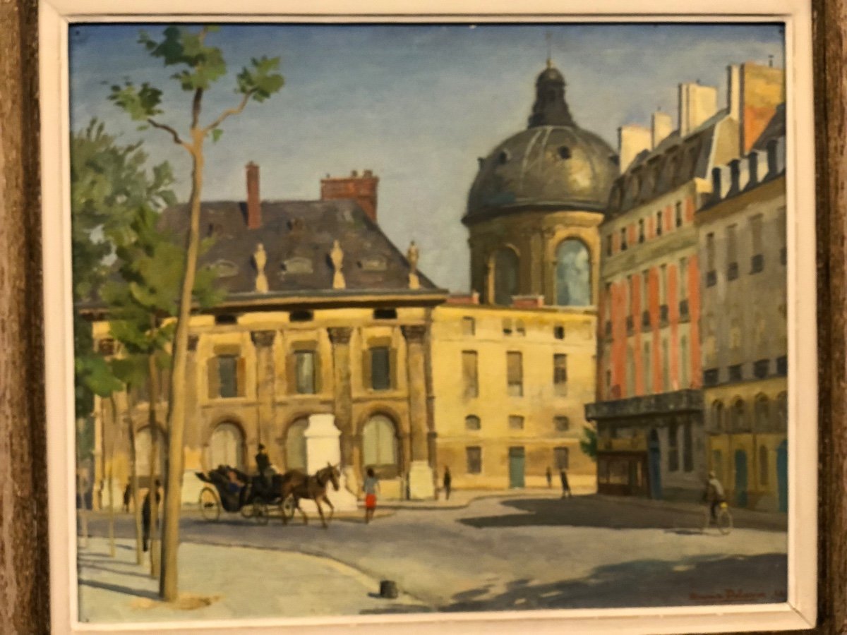 Maurice Delavier Vue de l’institut depuis le Quai Malaquais  Daté  1944 Huile Sur Isorel-photo-7