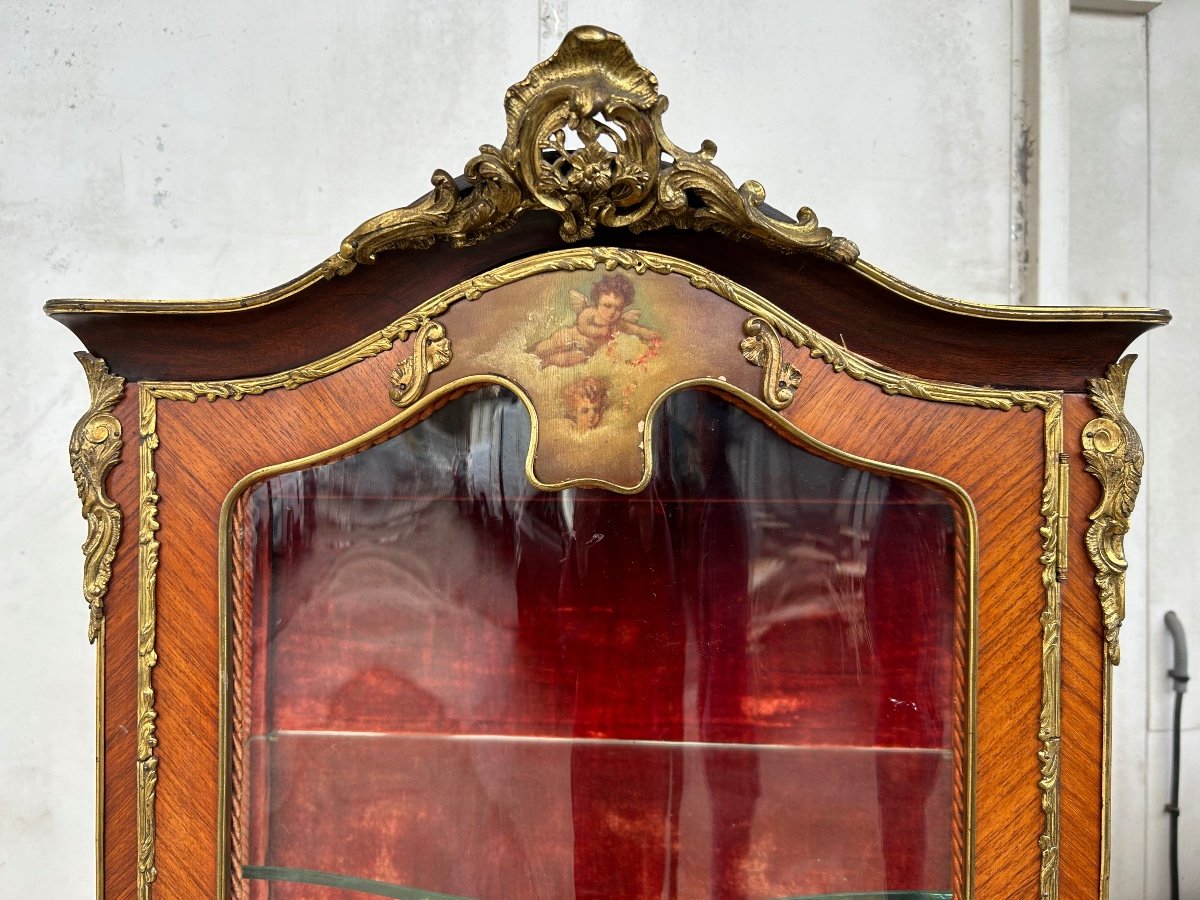 Vitrine Bombée De Style Louis XV époque Napoléon III - Vernis Martin - 19ème-photo-8