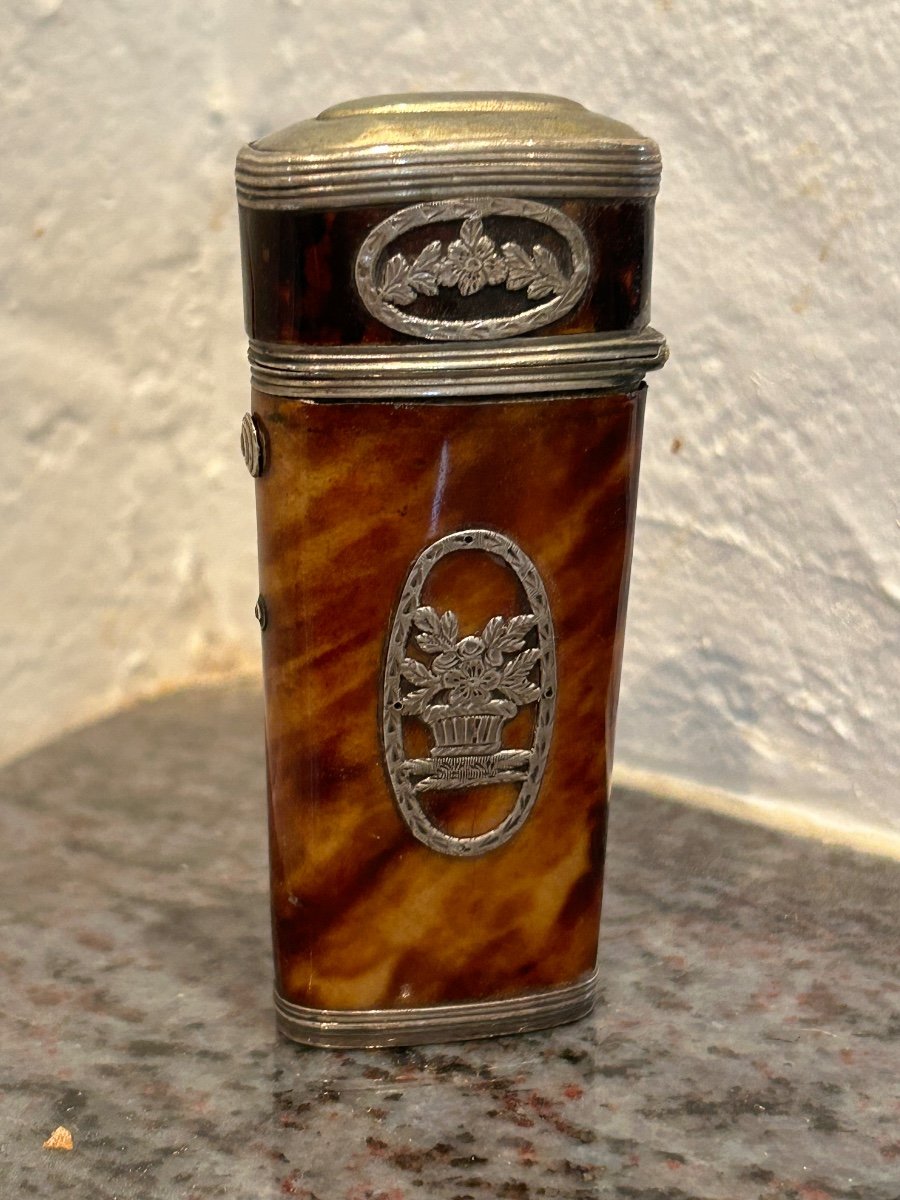 18th Century Tortoiseshell And Silver Travel Or Sewing Kit-photo-3