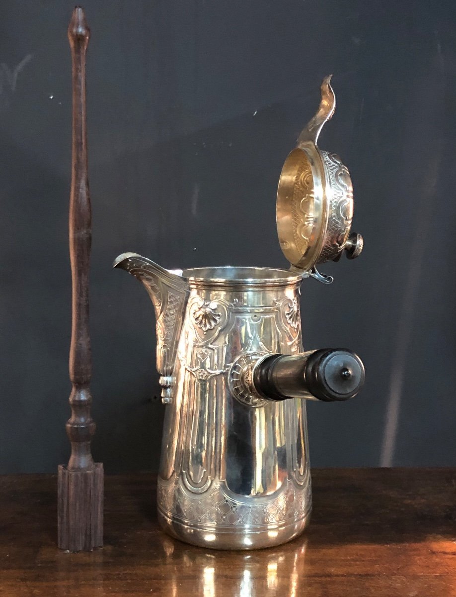 Chocolate Maker Sterling Silver Minerva - Total Weight 771 Gr Late 19th Century