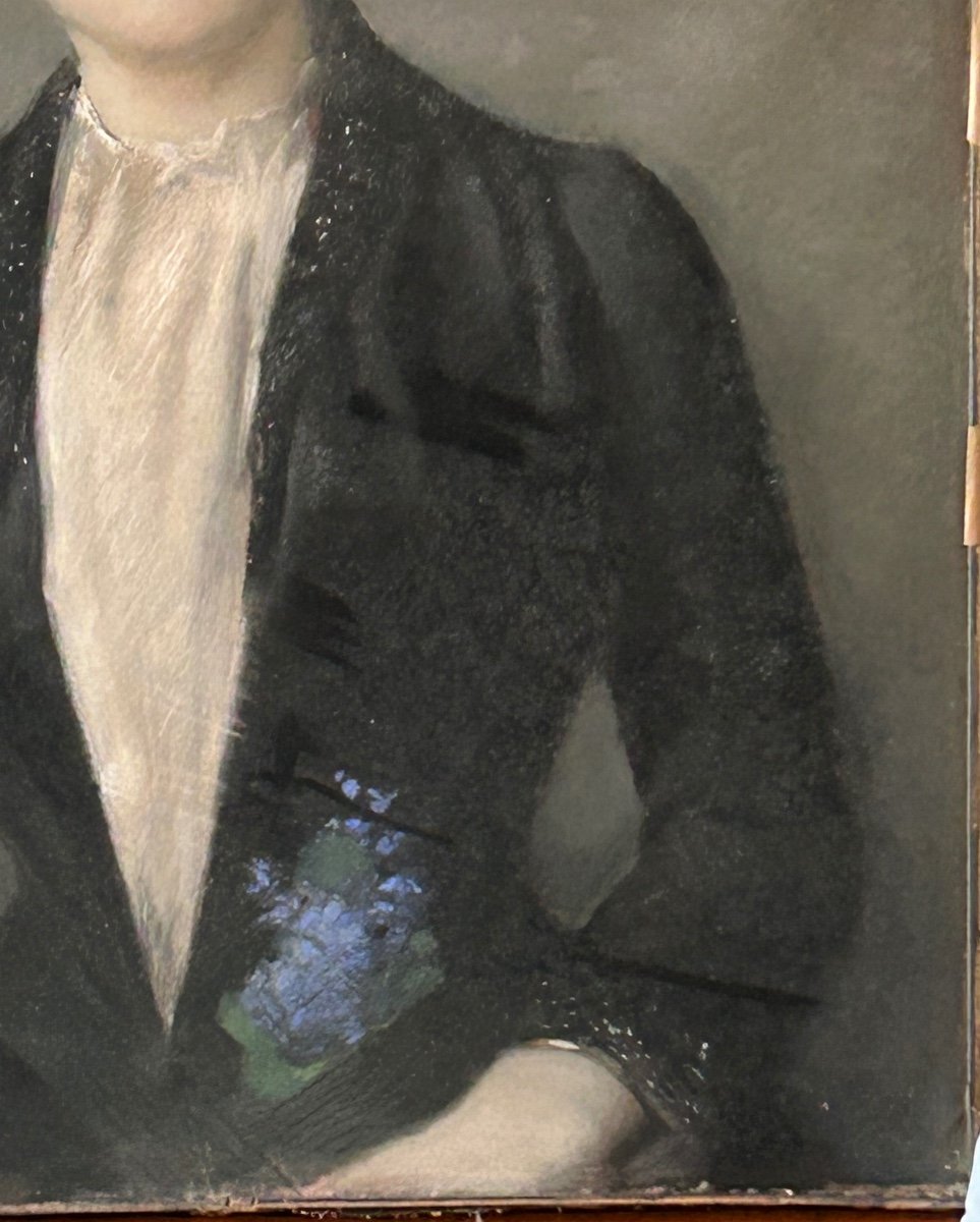 Portrait De Femme - Pastel - Signé Et Daté 1886 -photo-3