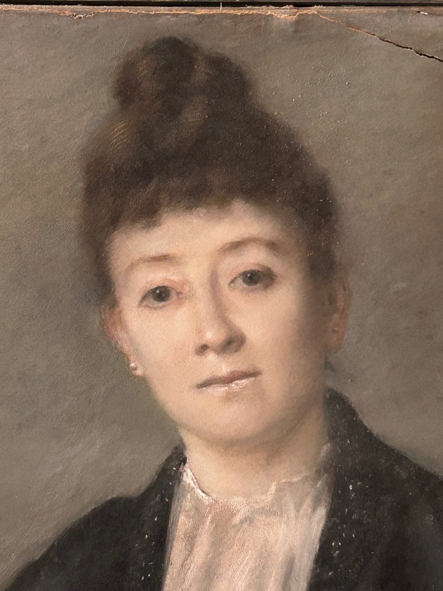 Portrait De Femme - Pastel - Signé Et Daté 1886 -photo-2