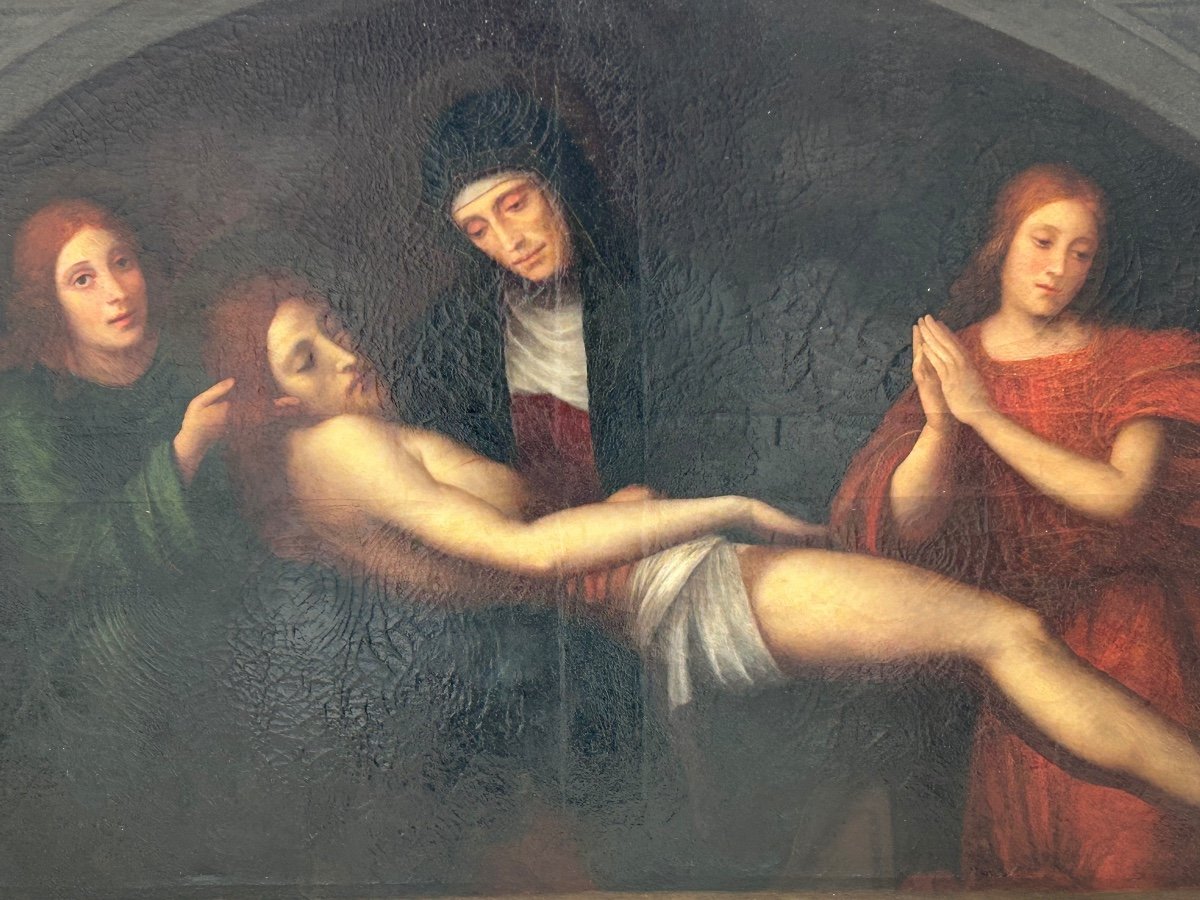 The Pieta After Francesco Francia (1450-1517) XIXth Time 96 X 186 Cm-photo-2