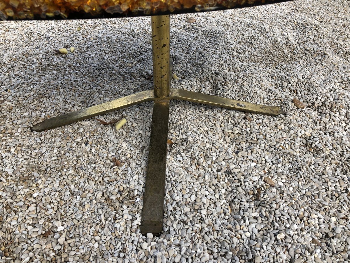 Coffee Table In Resin And Shard Of Glass 1970 Pierre Giraudon - Fractal Resin-photo-1