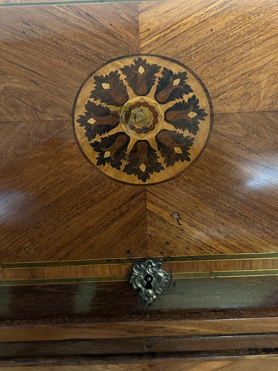 Beautiful Cylinder Desk In Louis XV Marquetry From The Eighteenth Century-photo-8