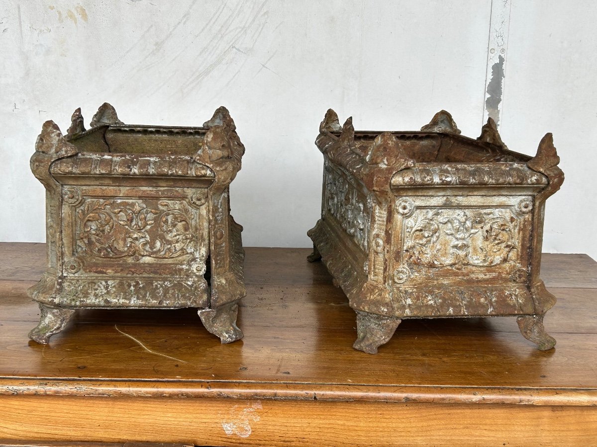 Pair Of Cast Iron Planters, Late Nineteenth Time-photo-4