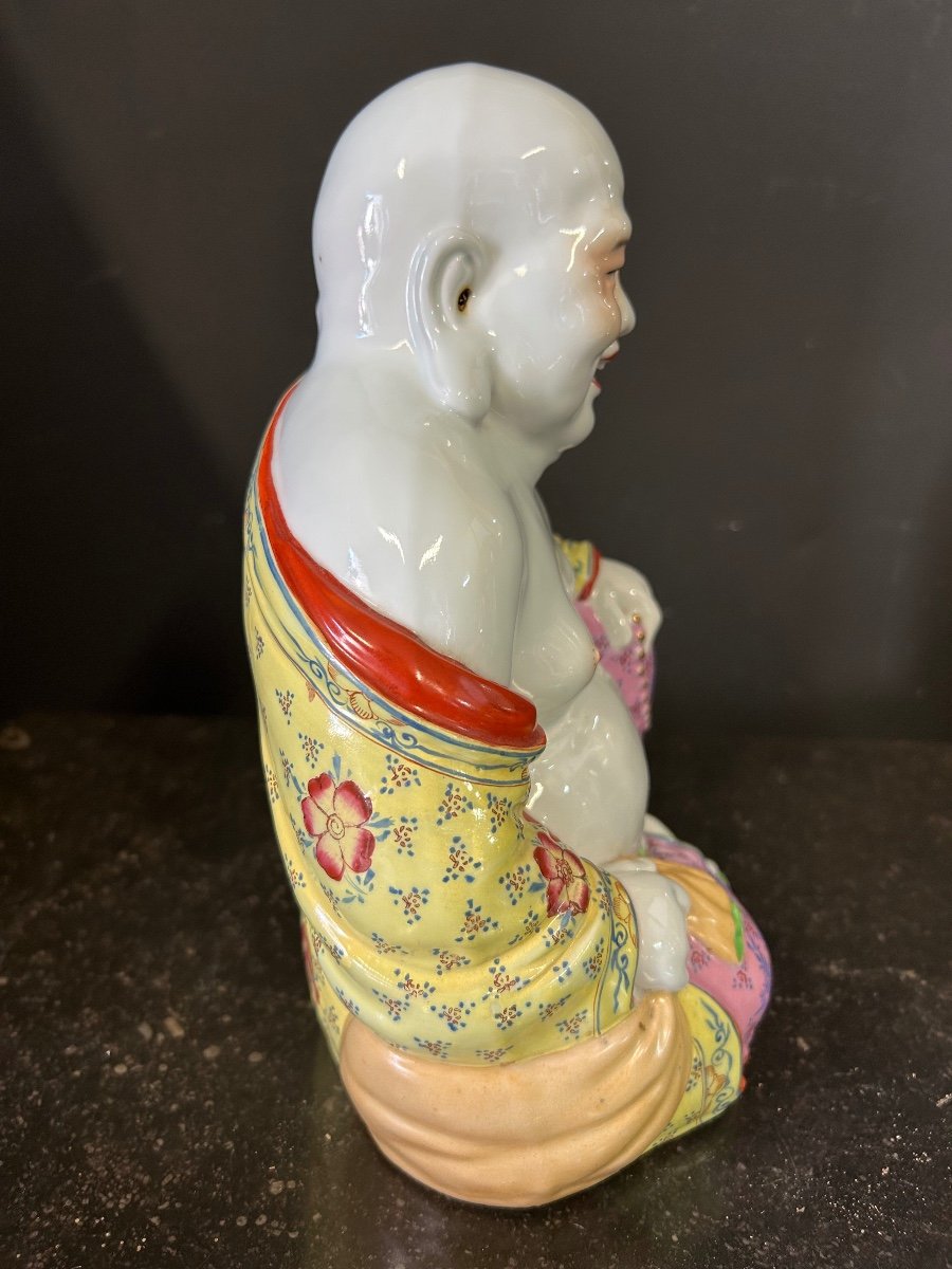 Buddha - Budai - Laughing Putai In Polychrome Enamelled Porcelain China Early Twentieth-photo-2