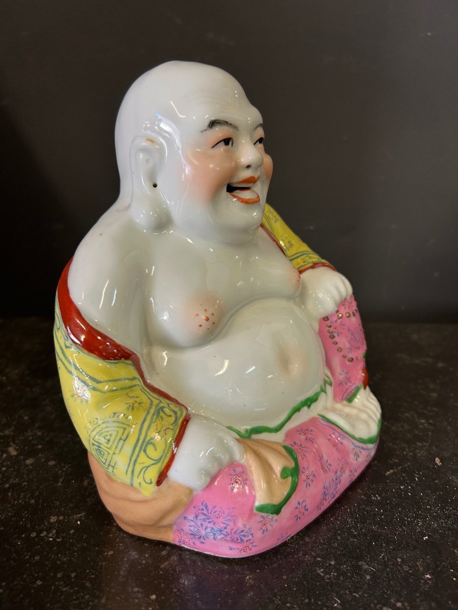 Bouddha - Budai - Putai Rieur En Porcelaine Polychrome émaillée Chine Début XXéme -photo-1
