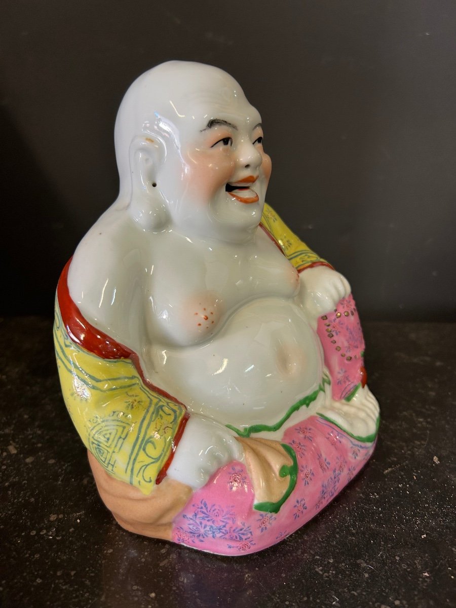 Buddha - Budai - Laughing Putai In Polychrome Enamelled Porcelain China Early Twentieth-photo-1