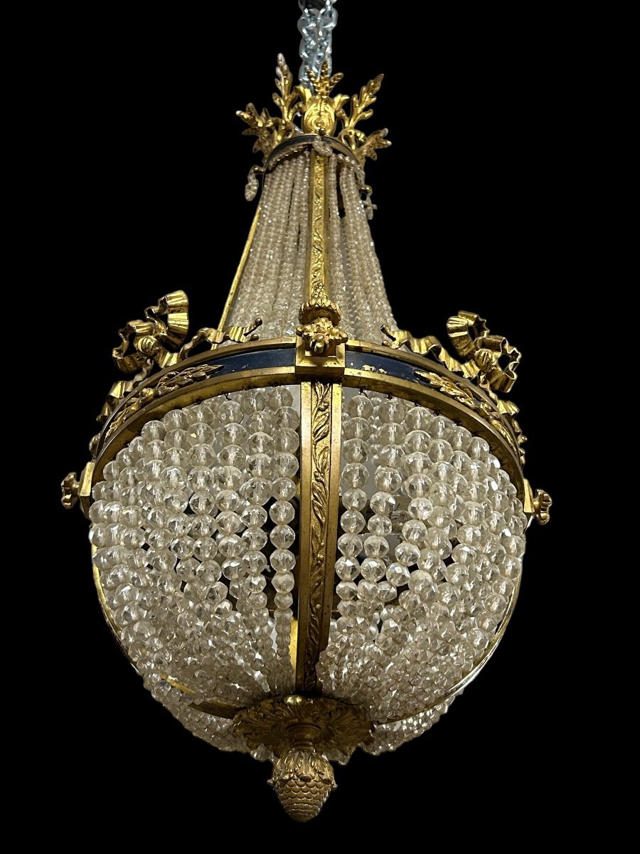 Montgolfière Chandelier In Gilded Bronze Louis XVI Style, Napoleon III Period-photo-2