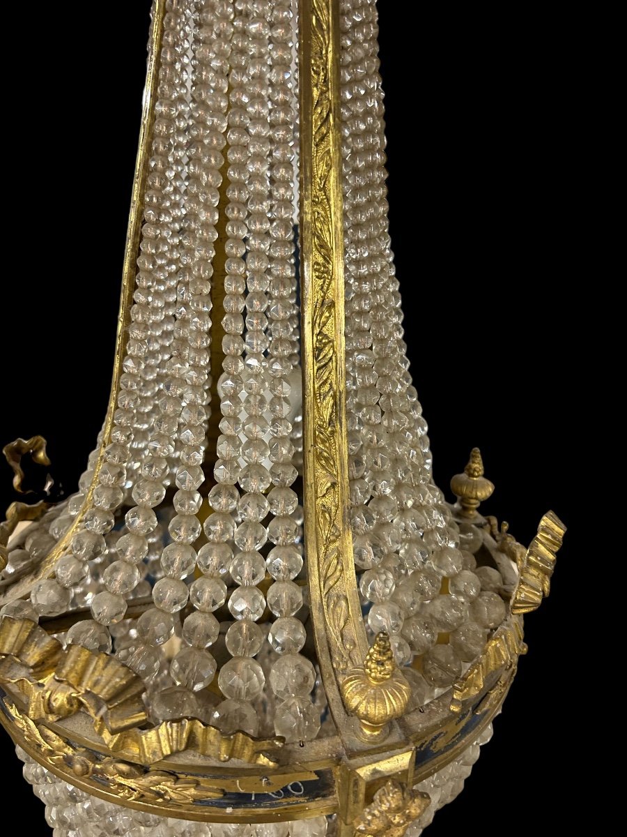 Montgolfière Chandelier In Gilded Bronze Louis XVI Style, Napoleon III Period-photo-3