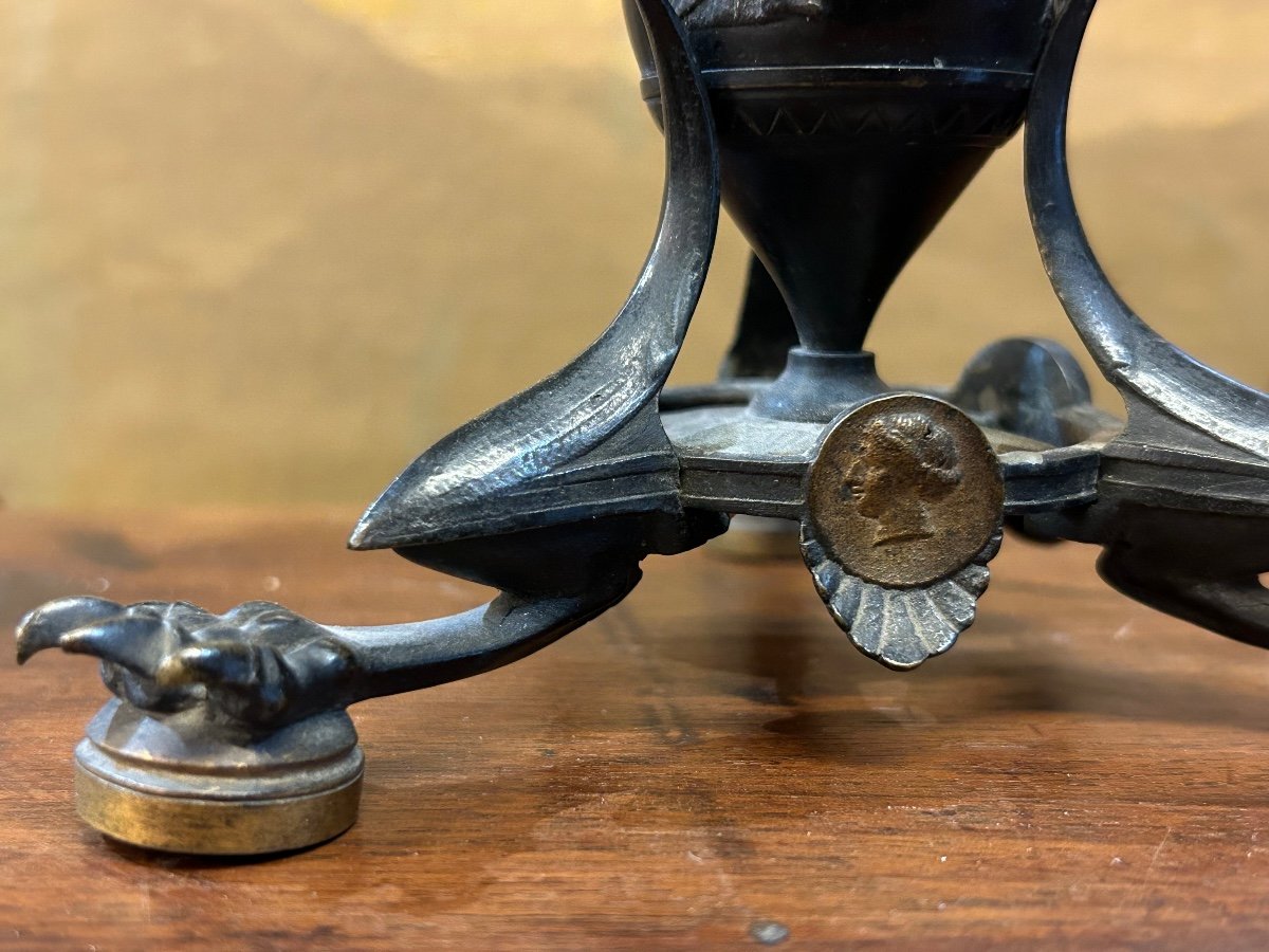 Pair Of Neoclassical Or Naturalist Bronze Candlesticks Signed Auguste Cain Claw Foot-photo-4