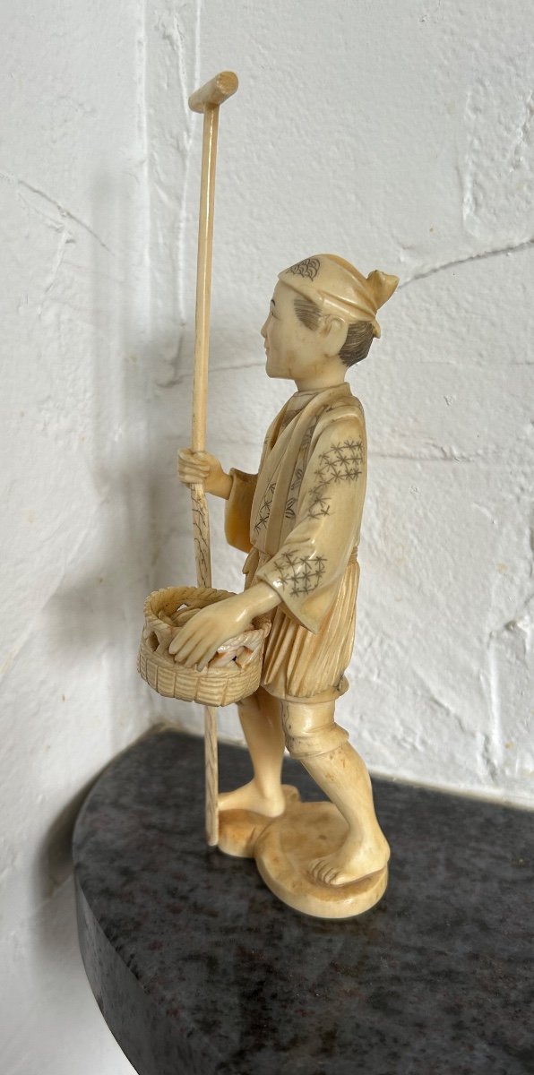 Okimono - Netsuke Sculpture In Ivory From Japan Late Nineteenth-photo-2