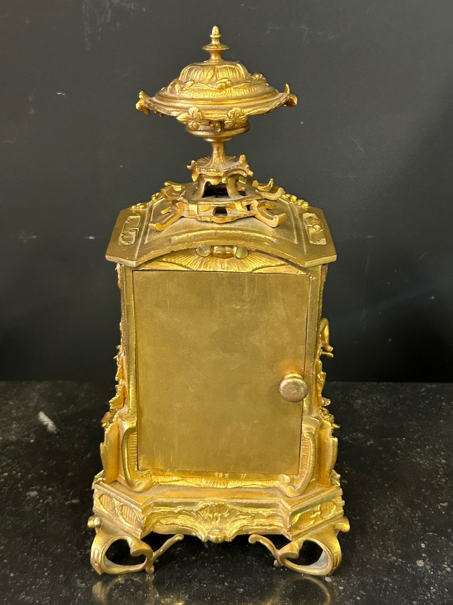 Gilt Bronze Pendulum And Porcelain Plates From The Napoleon III Period-photo-4