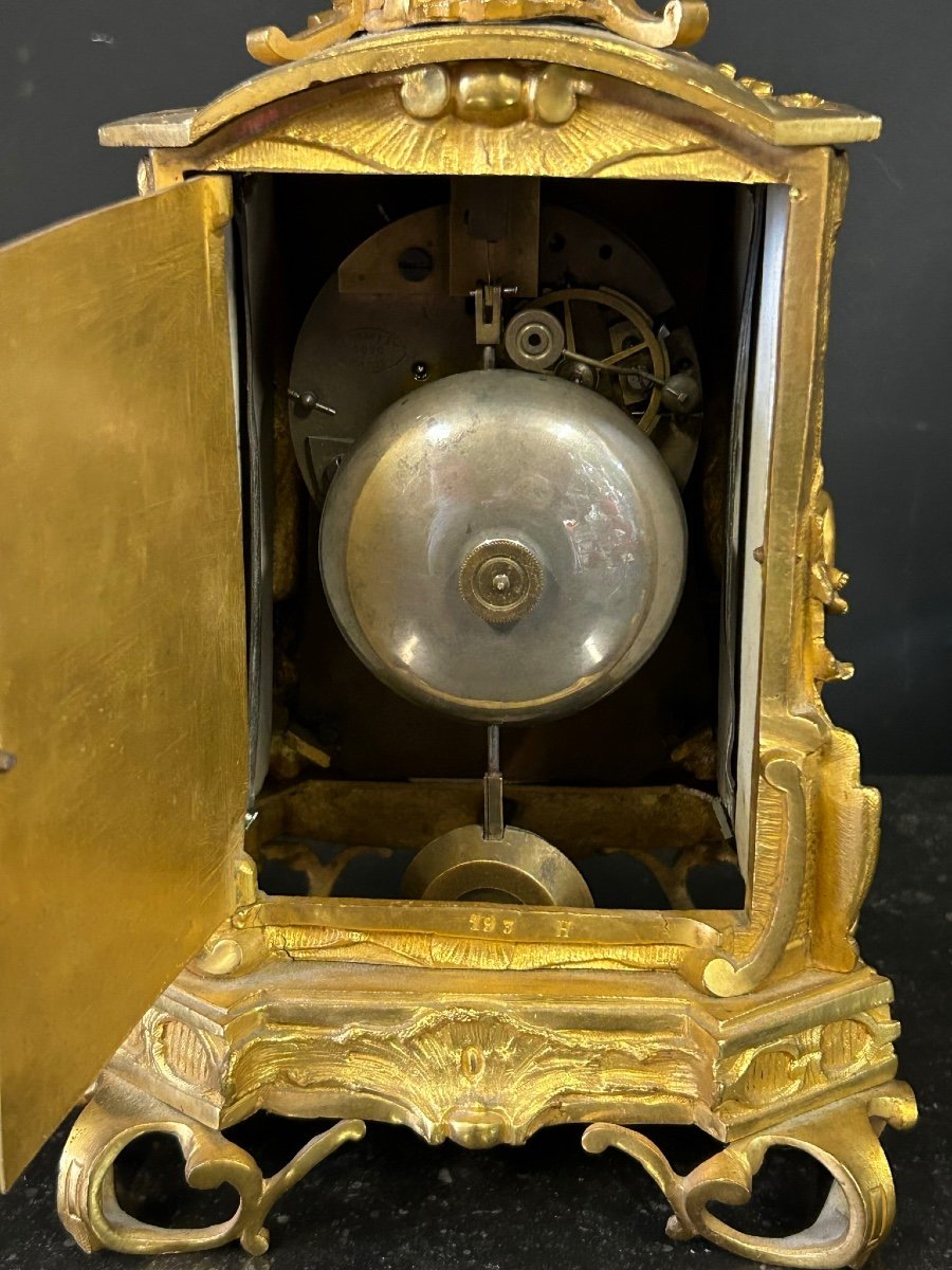 Gilt Bronze Pendulum And Porcelain Plates From The Napoleon III Period-photo-5