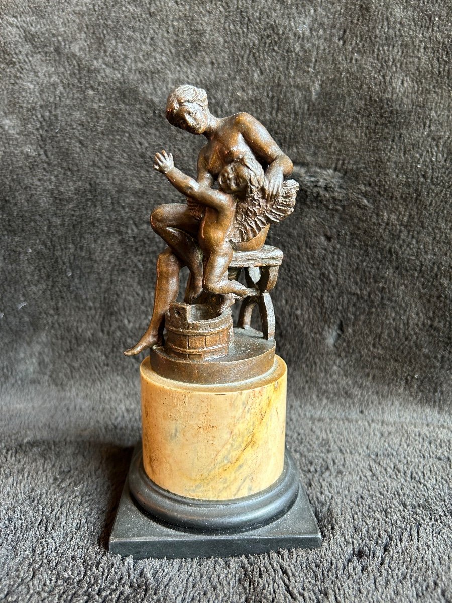 Ferdinand Seeboeck (1864-1953) Bronze Venus Grooming Cupid-photo-4