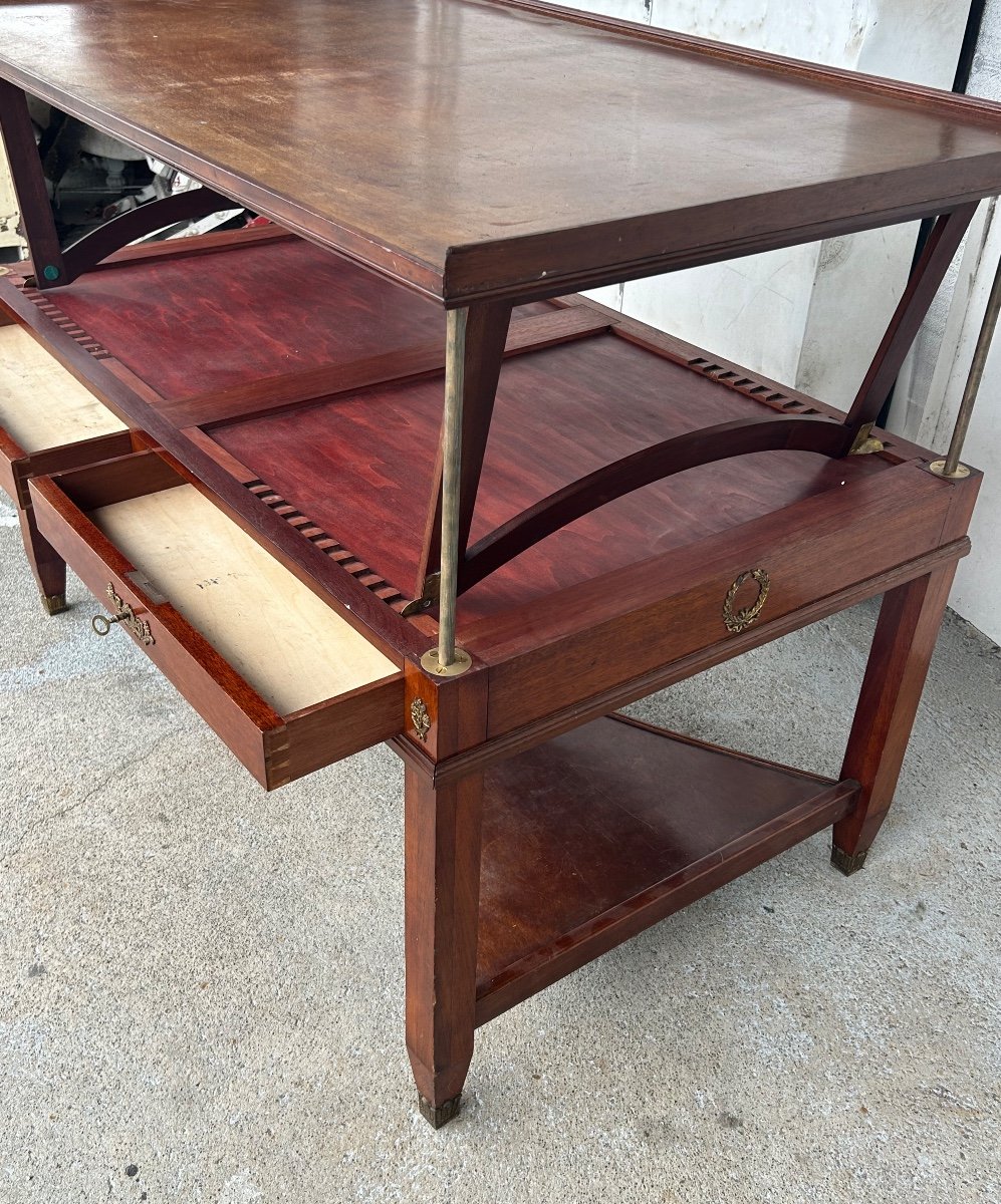 20th Century Empire Mahogany Rack System Library Table-photo-2