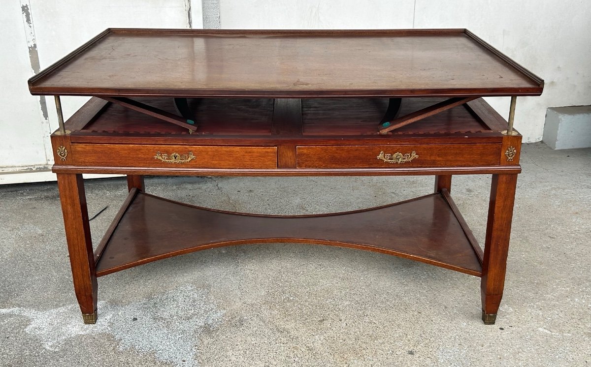 20th Century Empire Mahogany Rack System Library Table-photo-6