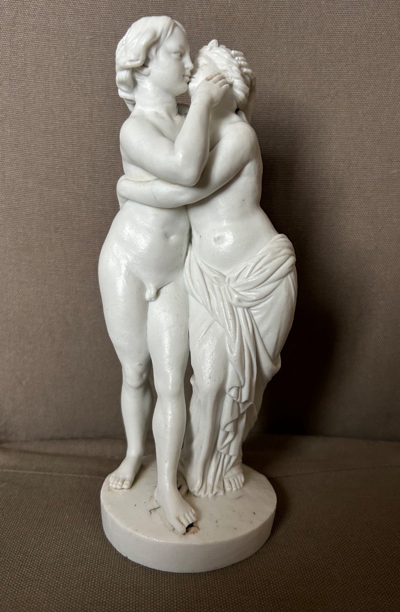 Amour Et Psyché - Sculpture En Biscuit De Porcelaine D’époque XVIIIème Siècle 