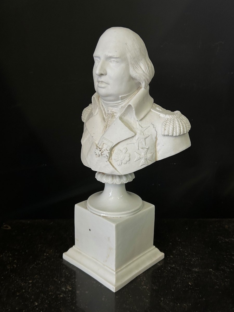 Bust Of Louis XVIII In Porcelain Biscuit 19th Century-photo-4