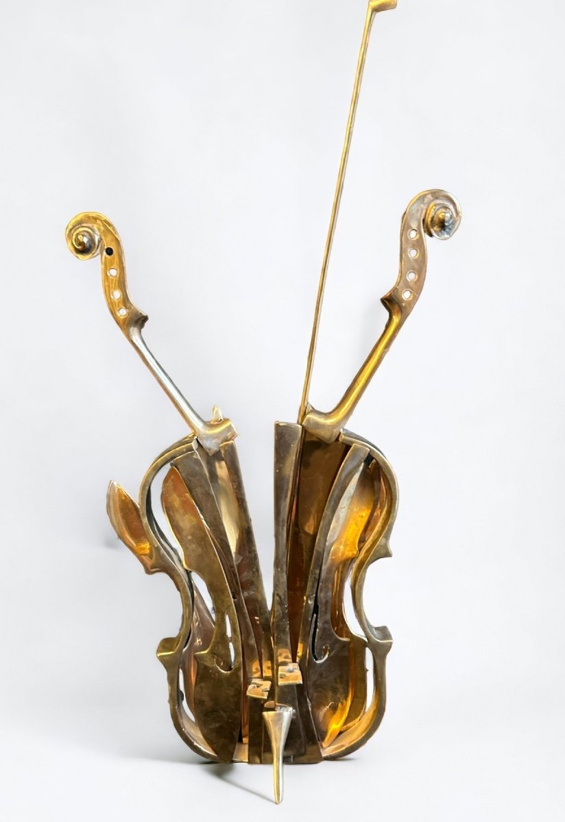 Fernandez Arman (1928-2005) Violon à Venise - Bronze Poli -photo-4