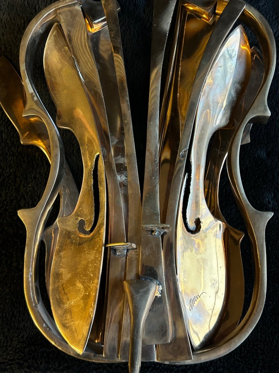 Fernandez Arman (1928-2005) Violon à Venise - Bronze Poli -photo-7