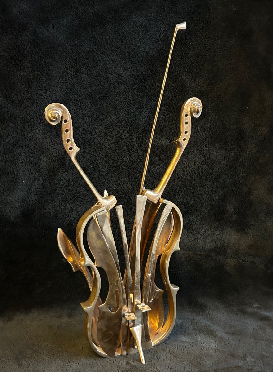 Fernandez Arman (1928-2005) Violon à Venise - Bronze Poli -photo-8