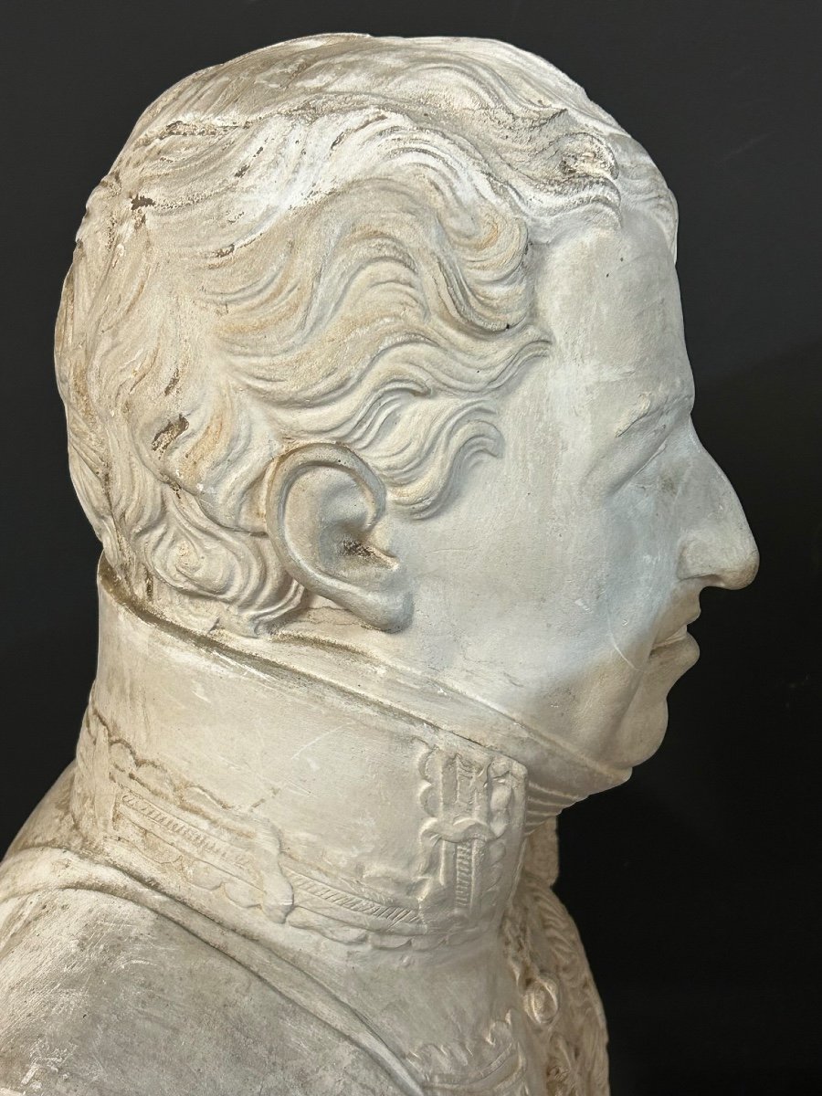 Old Bust Of Charles Félix - King Of Sardinia (1765-1831) Plaster H 62 Cm-photo-3