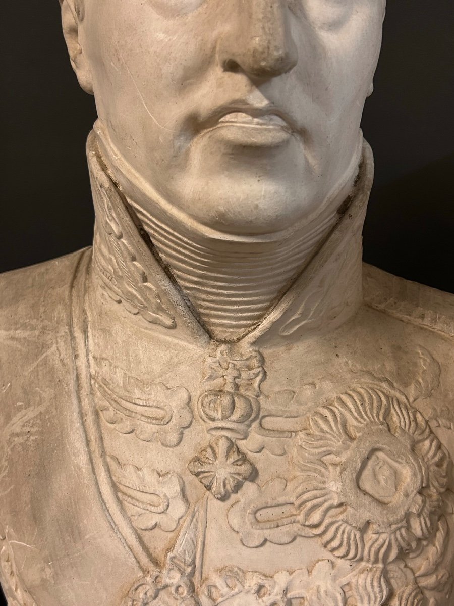 Old Bust Of Charles Félix - King Of Sardinia (1765-1831) Plaster H 62 Cm-photo-7
