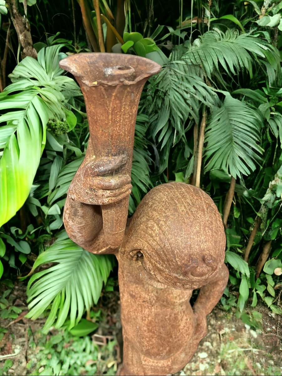 Torchère « Au Nubien » En Fonte De Fer D’après Mathurin Moreau Fonderie Du Val D’osne - statue -photo-1