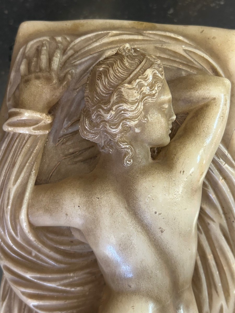 Sleeping Hermaphrodite - Alabaster Sculpture After The Antique Empire Period Early 19th Century-photo-7