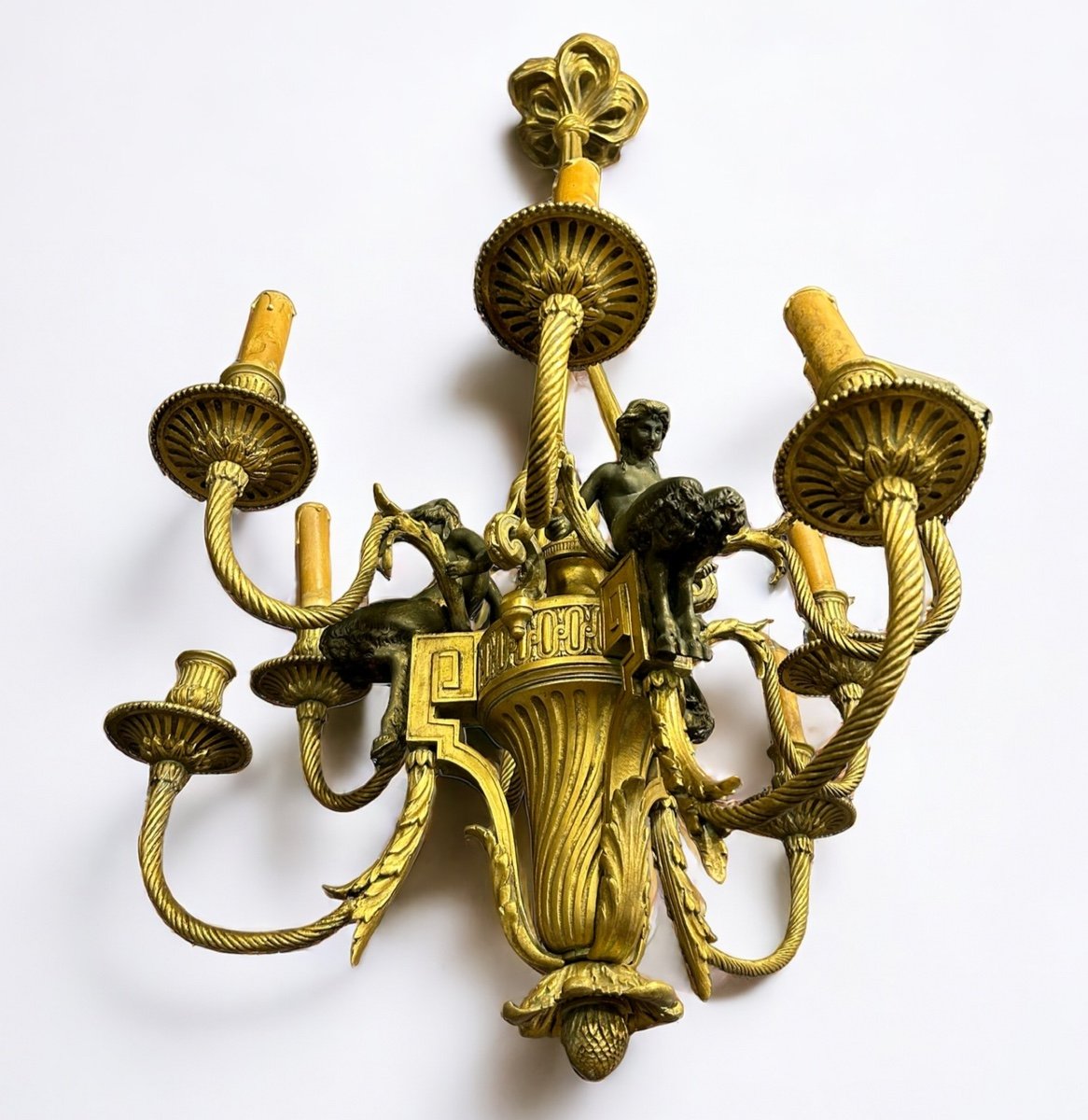 Louis XVI Style Chandelier In Gilt And Patinated Bronze From Napoleon III Period -photo-2