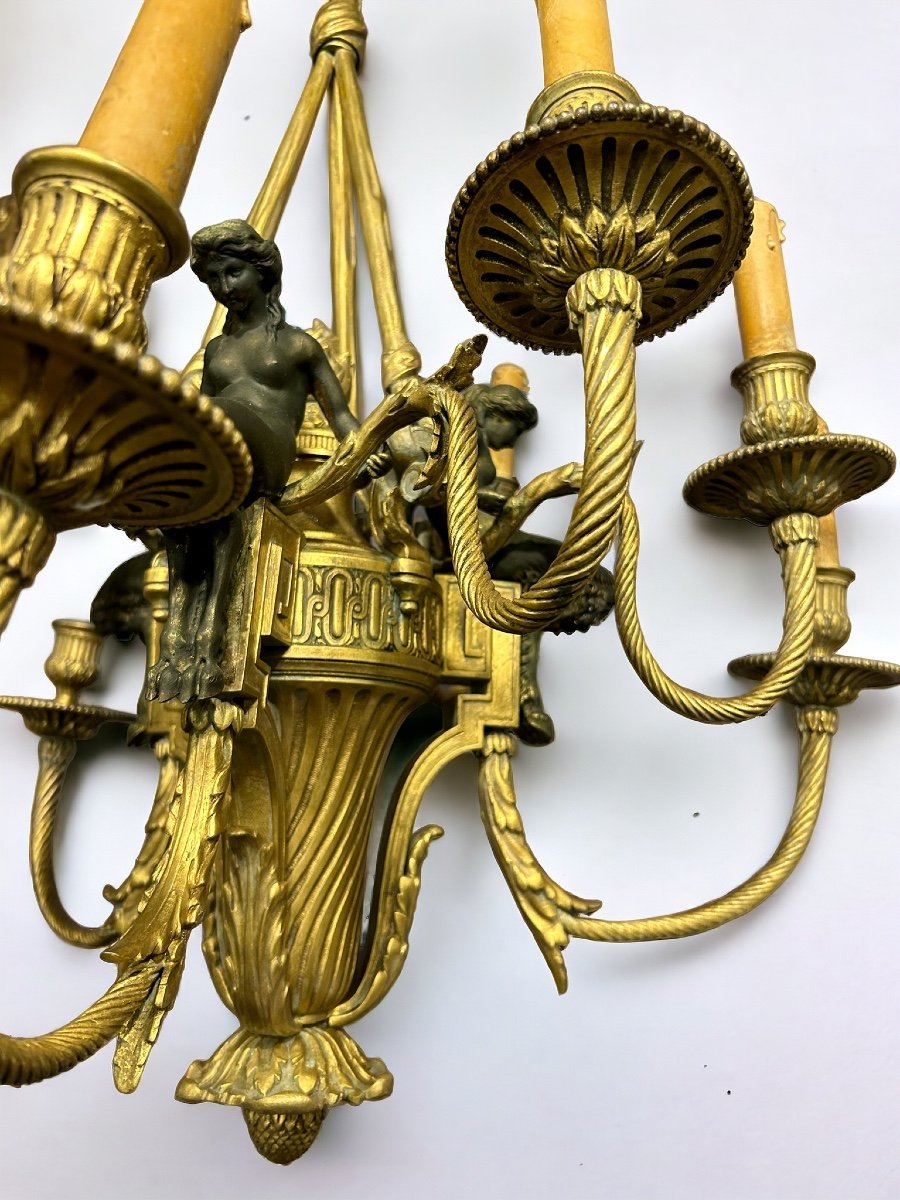 Louis XVI Style Chandelier In Gilt And Patinated Bronze From Napoleon III Period -photo-5